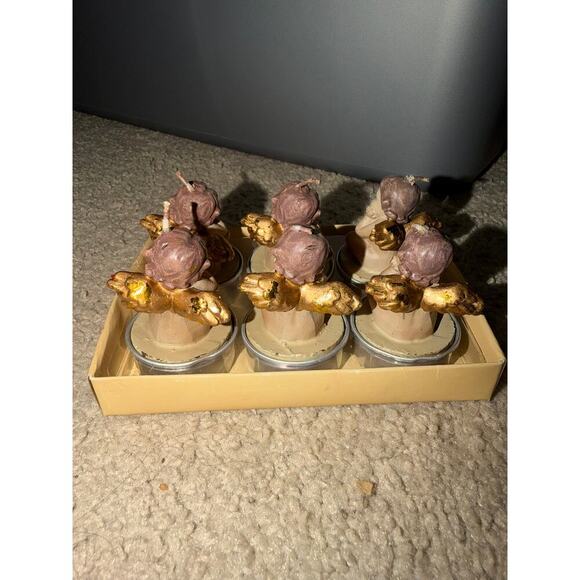 Cherub Tea Light Candles Hand Painted European Baroque French Country - Picture 4 of 4